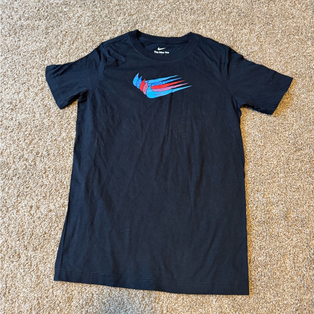Nike Girls Black Tee with Blue and Red Graphic